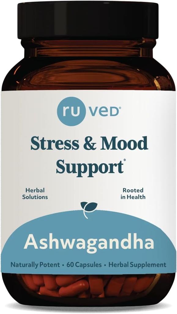 ruved Ashwagandha Kapsule - Organické Ashwagandha Root Extract Supplement pre mužov a ženy, 500mg Per Pill pre Adrenal Health a celkový Wellness - 60 Vegetariánskych Caplets (1 Počet)