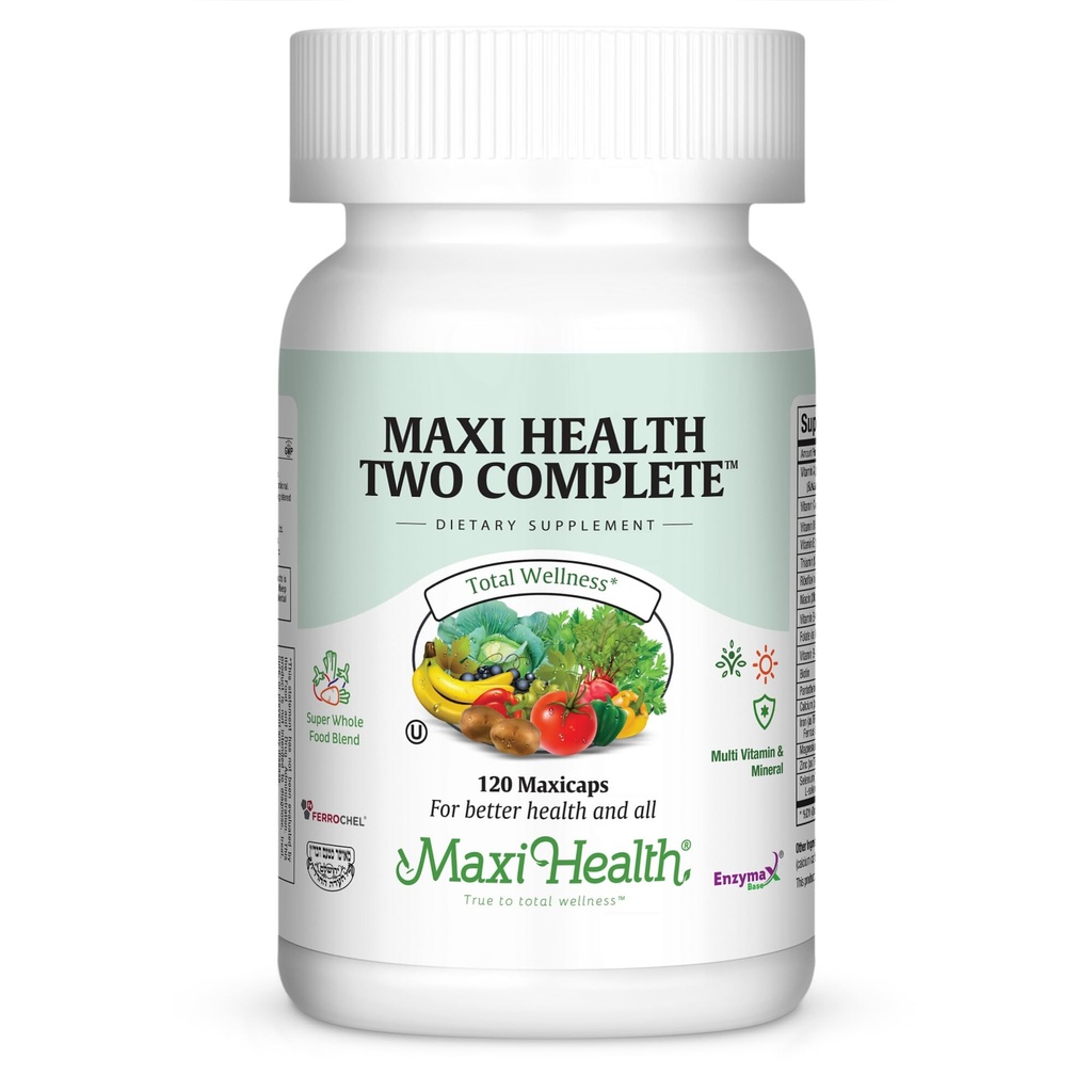 Maxi Health Two Complete - Multivitamíny a minerály - plná sila - 120 Kapsule - Kosher