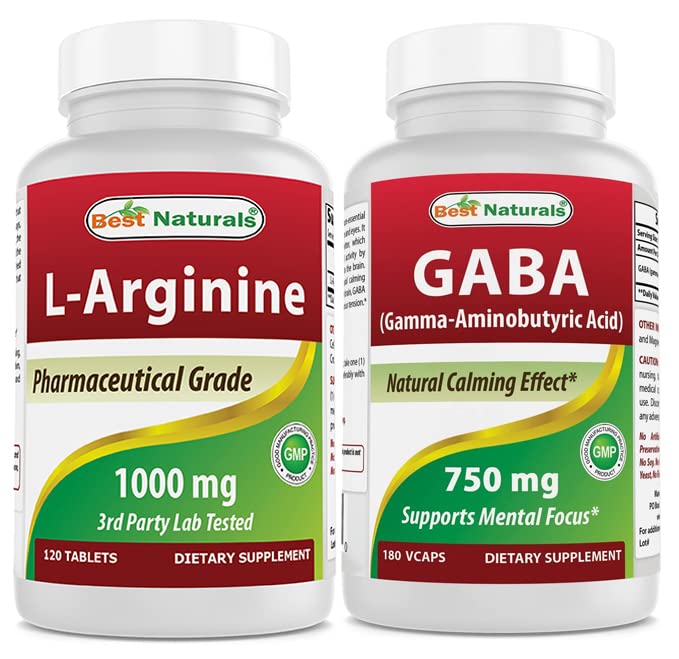 Najlepšie prírodné L-arginín 1000 mg & GABA doplnok 750mg