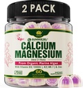 2 balenie - Rastlinné kalcium Gummies 600 mg s vitamínom D3 K2, horčík, zinok pre kostnú silu, bezcukrové kalcium doplnky pre ženy a mužov (Certifikovaný Vegan) z udržateľných organických červených rias