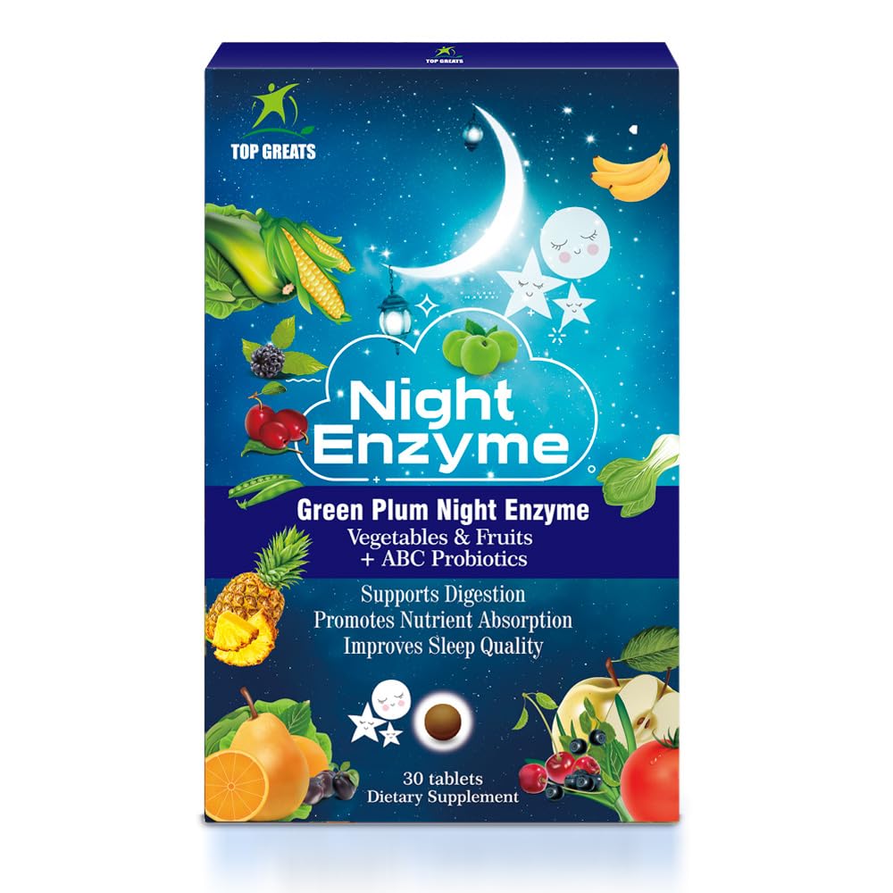Night Enzyme, Daily Multi Digestive Enzymes, Green Plum Ovocie a zelenina s probiotikami, Relief Bloating, Lepšia kvalita spánku, pre mužov a ženy, Propagovať tráviace zdravie- 90 Tablety