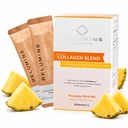 Relumins Marine Collagen Drink Mix 5000mg Type I, II, III Peptides with Glutathione, Green Tea, CoQ10 & Hyaluronic Acid for Smooth Glowing Skin - Pineapple Flavor - 20 Sachets + 2 Free