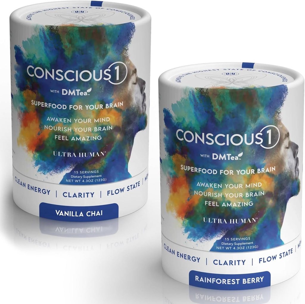 Ultra Human CONSCIOUS1 - Focus Podpora Superfood Blend Vanilla Chai & Rainforest Berry Balíček odrôd