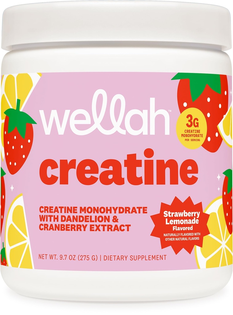Wellah Creatine for Women - Monohydrát kreatínu s extraktom z púpavy a brusníc (50 porcií, jahodovej citróny)