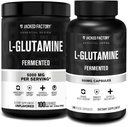 Jacked Factory L-Glutamine Powder 100 Servivné a L-Glutamine Kapsule 500 mg (240 kapsúl) pre zotavenie svalov po tréningu, imunita, tráviace zdravie