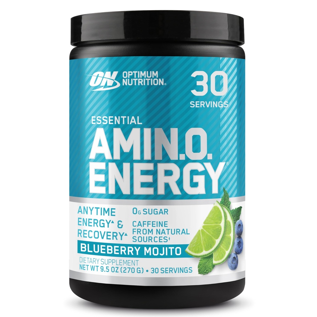 Optimálna výživa Amino Energy - Pre Cvičenie so zeleným čajom, BCAA, Aminokyseliny, Keto Friendly, Zelená káva extrakt, Energetický prášok - Čučoriedkové Mojito, 30 Servírovanie (Packaging May Vary)