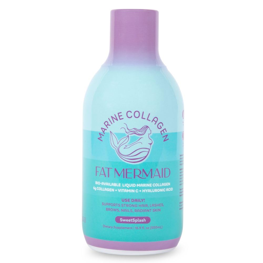Bioavailable Liquid Marine Collagen Peptides Drink- Hyaluronic Acid & VIT C - Reduces Wrinkles - Thick Hair, Lashes, Brows, Nails - No Gluten, Dairy, Nut, Soy - Unflavored Sweet, 16.9 oz