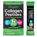 Orgain Hydrolyzed Collagen Peptidy Cestovné pakety pre ženy a mužov - 5g Grass Fed Collagen Per Serving, vlasy, koža, nechty a spoločná podpora doplnok, non-GMO, typ I & III - Nechutí (25 Počet)