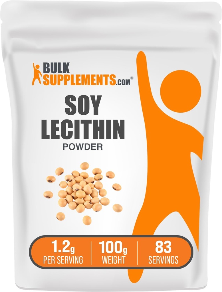 BulkSupplementments.com Soy Lecithin Powder - Lecitin Supplement, Nutritional Supplement, Food Grade - Gluten Free, 1,2g per Serving, 100g (3,5 oz) (Pack of 1)