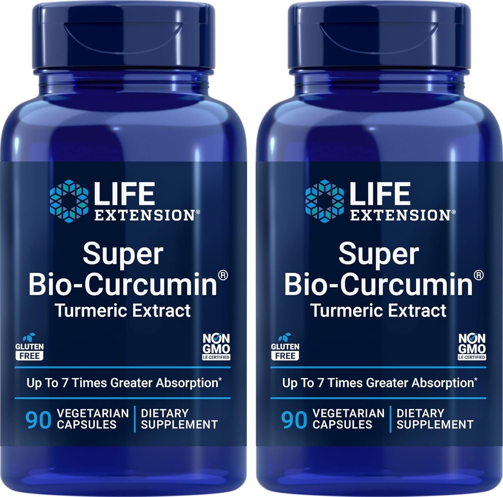 Life Extension Super Bio-Curcumin Turmeric Extract 400mg, 90 Veg Caps (Pack of 2) - Vegetariánska kapsula - Non-GMO - Highly Absorbable