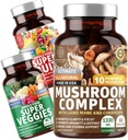 Number One Nutrition N1N Premium Mushroom Complex [10 výkonných húb] a Super ovocie a zelenina [40 celých plodov a zeleniny], 2 balenia