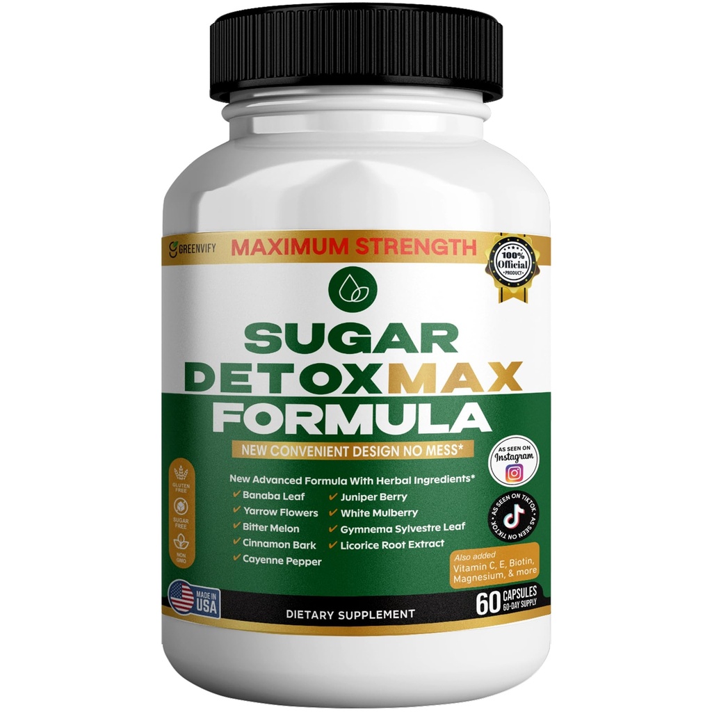 Sugar Detox Max Formula, 60 Capsules, Maximum Strength with Vitamins & Herbs (1)