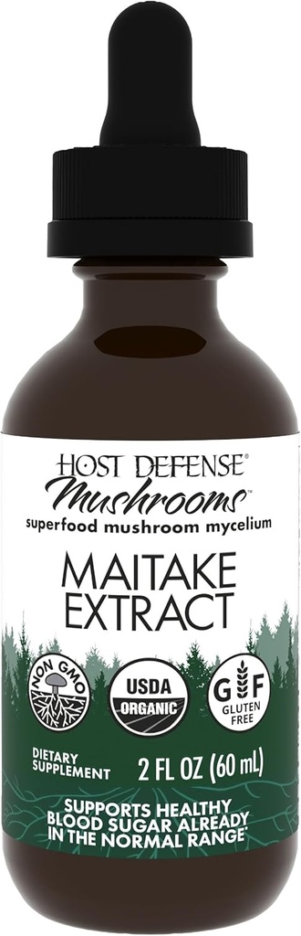 Host Defense Maitake Extract - Immune & Cellular Health Support - Bylinné doplnky s Maitake Mushrom & Mushrom Mycelium - Liquid Supplement - 2 fl oz (60 Servings)