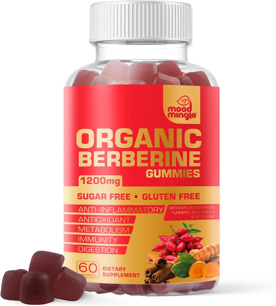 Berberine Supplement Gummies (1200mg) s Ceylon škorica, kurkuma, mlieko Thitle & Artičoke - bez cukru, bez lepku, GMP kvalita