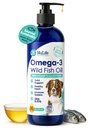 Tekutý rybí olej pre psy s Omega 3, 6 a 9 mastnými kyselinami, voľne žijúcimi živočíchmi z Islandu, skin and Coat Supplement for Shedding, svrbenie kože, alergie, mozgu a zdravia srdca, bohatý na EPA + DHA - 16 oz