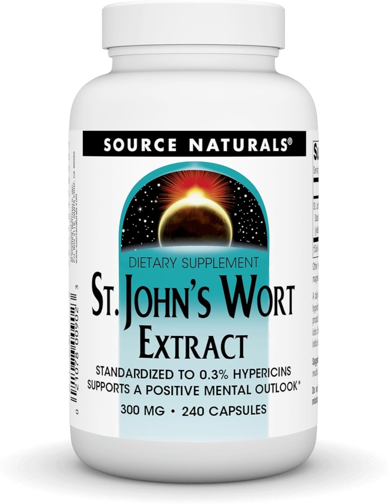Zdroj Naturals St John's Wort Extract 300 mg podporuje pozitívny duševný Outlook - 240 Kapsule