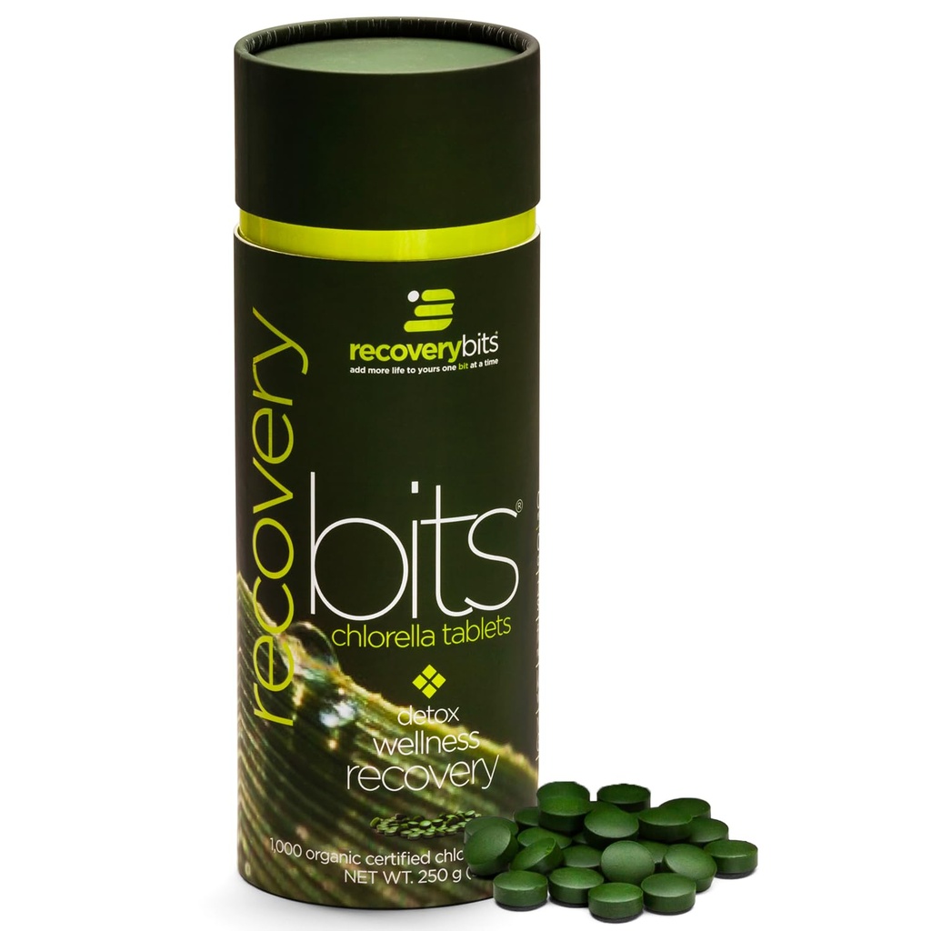 Oživeniebity - Organic Chlórella Tablets - Rastlinné-Based Algae Superfood - Chlorofyl - Cracked Cell Wall - Energy - Immune System - Detox - Keto - Vegan - Non-GMO - Veľká nádoba - 1000 Tablety