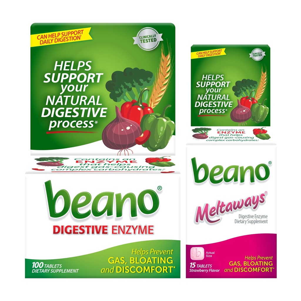 Beano Extra sila 100ct & beano Strawberry Meltaways 15ct