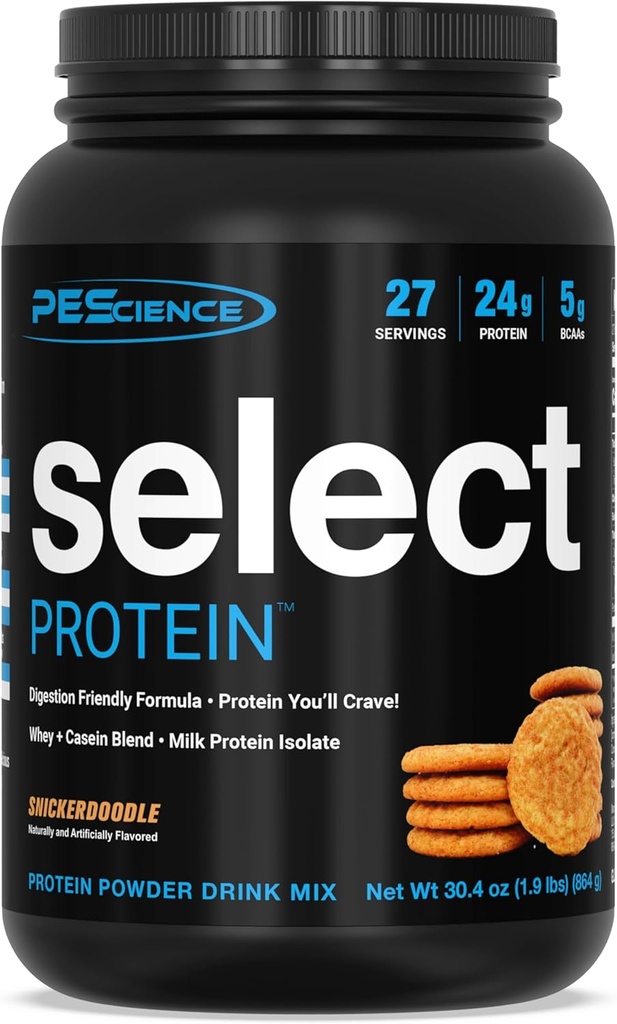 PEScience Select Protein Powder, Swhey and Casein Blend, Clean Protein Powder for Women and Men, Low Calorie, Low Carb, Keto Friendly, Gluten Free - Snickerdoodle - 27 Servings
