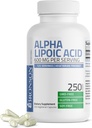 Bronson Alpha Kyselina lipová 600mg Free Radical Scavenger Supports Health - Non-GMO, 250 Vegetariánske kapsuly (125 Servings)