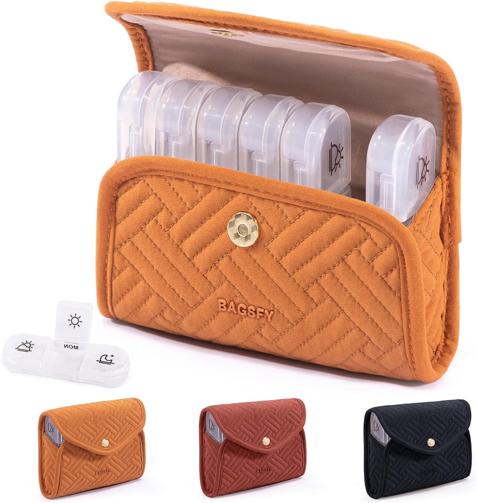 BAGSFY Týždenný pilulky Organizátor 3 Časy denne v roztomilé Fabric pilulky prípad, Medicína pilulky Organizátor, Pill Box, Prenosné cestovné pilulky prípad, Pill kontajner pre lieky, Vitamíny, Rybie oleje, Doplnky
