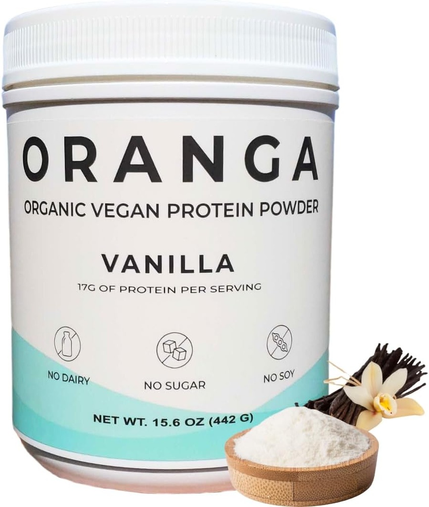 Organické Plant-Based - Ryža, Pea, Pumpkin Seed Protein Powder - Vanilla - Digestive Enzymes Included, Žiadne doplnkové látky, Mliečne, Soy-Free, Keto-Friendly, Gluten-Free, Non-GMO - 17 Servings (442g)