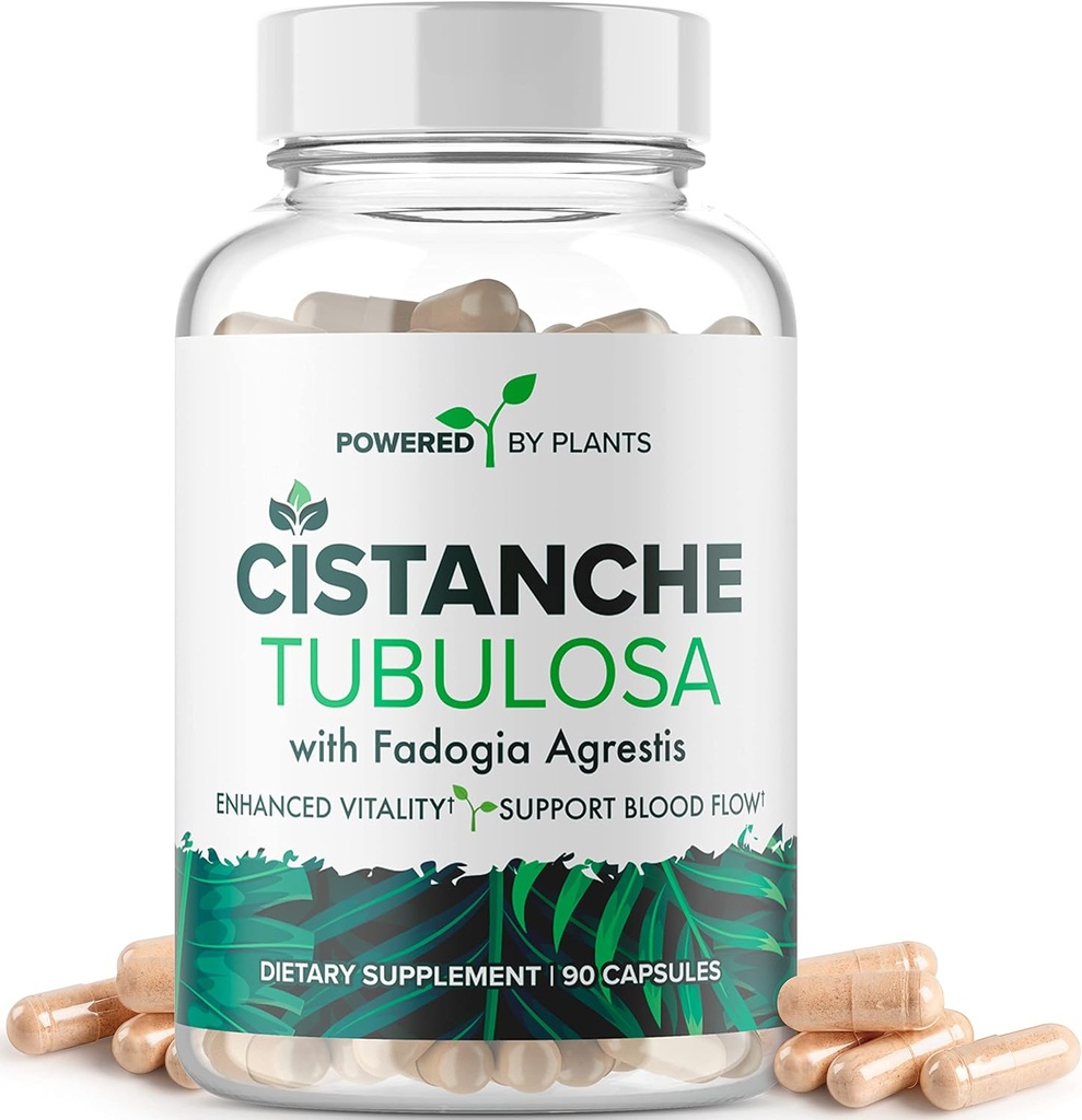 Cistanche Tubulosa s Fadogia Agrestis - Podporuje vitality - Prírodné doplnky pre mužov a ženy s bioperine by Powered X Plants, 90 Servings
