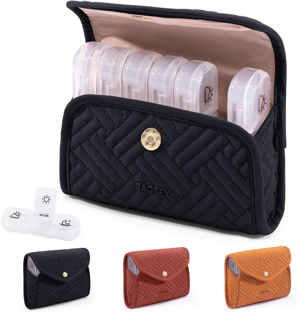 BAGSFY Týždenný pilulky Organizátor 3 Časy denne v roztomilé Fabric pilulky prípad, Medicína pilulky Organizátor, Pill Box, Prenosné cestovné pilulky prípad, Pill kontajner pre lieky, Vitamíny, Rybie oleje, Doplnky