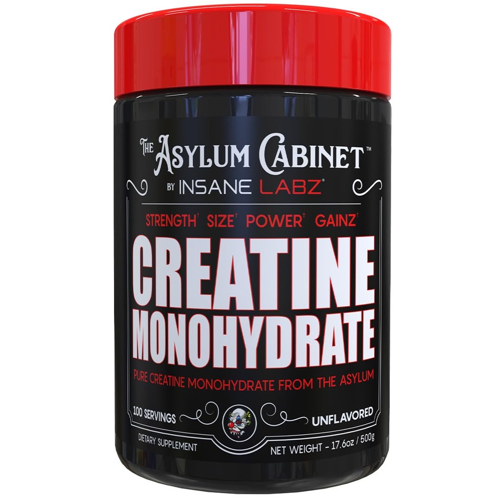 Insane Labz Insane Creatine Monohydrate Powder - Unflavored, Pre Workout, Post Workout, Strength Size Power, 100 Servings