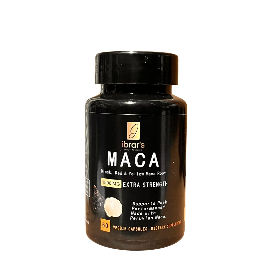 ibrar's Maca Capsules, 1500mg Extra Strength, Black, Red & Yellow Maca Root, 60 Veggie Capsules