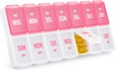 Týždenné pilulky Organizátor 2 Časy denne, štýlové pilulky box 7 deň ráno PM s veľkými oddeleniami, Pill Case jednoduché použitie, BPA-free pilulky kontajner pre vitamíny, rybie oleje, doplnky, lieky, ružová