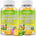 Pečeň Čistiť Detox & Opravy Gumies s mliekom bodliak 3000mg, 24-in-1 Pečeň Zdravie Supplement s púpavom, Artičoky, bez cukru Pečeň Detox Gummies, Ananásová chuť - 120 Počet
