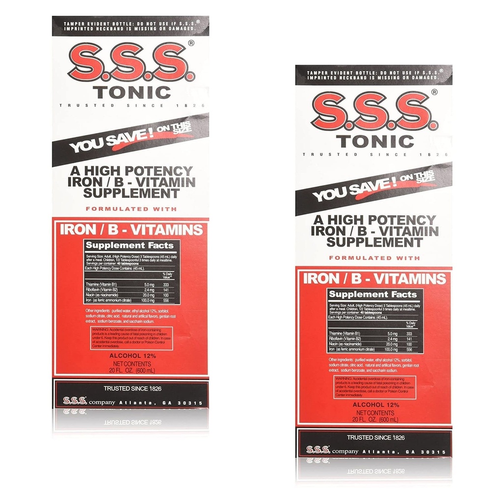 S.S.S. Tonikum Železo a vitamín B Supplement Tekuté, veľké 20 oz (Stock of 2)