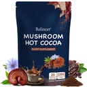 Balincer Mushroom Hot Cocoa Powder, Sleep Supplement with Reishi Mushroom, Melatonin, Glycine, Cacao, L-Theanine, Chicory, Supports Relaxation & Fall Asleep, Vegan, 20 Servings