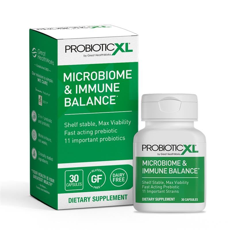 OmegaXL ProbioticXL - Probiotikum a prebiotikum, Policajt Stable - Blend 11 Kmene - Podporovať zdravý rast Gut Flora, 12,5 miliardy CFU - Non-GMO, Gluten-Free - 30 Veggie Caps