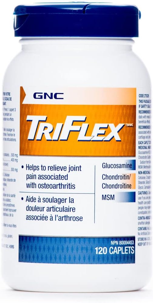 GNC Triflex Spoločná podpora Kaplety, Klinická sila, Glukozamín, Chondroitín, MSM, Mobilita, Komfort, Flexibilita, Kartilage Health, pre mužov & Ženy, HSA FSA oprávnené,120 Počet, 40 Day Supply
