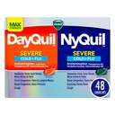 VICKS DayQuil & NyQuil SEVERE Co-Pack, Cold & Flu Medicine, Silná úľava na bolesť hlavy, Horúčka, Bolesť, menšie bolesti a bolesti, Kongescia, Sinus tlak, dusný nos, a Kašeľ, 48 LiquiCaps