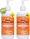 Natural Dog Company 2 Pack - 16 oz. Koža a kozí olej, podporuje zdravie kože, Rybí olej doplnky pre psy, mastné kyseliny, Antioxidant, pre viac psích rodín, Veľké Plemeno Psy, 32 oz. Hodnota