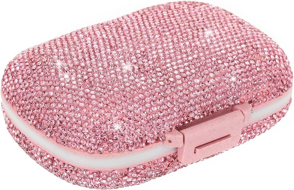Roztomilý pilulky Organizátor Malý Bling pilulky Prípad pre Purse Medicine Vitamín Kontajner držiaka Denné pilulky Box Kontajner pre ženy Cestovné lekárničku Kit(Pink)