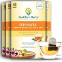 Premium Echinacea Tea with Zinc (Pack of 4, 88 Tea Bags) - Bez kofeínu Zdravý čaj pre imunitné zdravie - Organické bylinné čajové tašky w/Prírodné zložky - Ideálne čaj darčeky pre milovníkov čaju