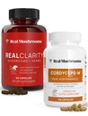 Real Huby RealClarity (60ct) a Cordyceps (120ct) Kapsule Bundle - Huba Supplement for Mental Clarity, Focus, Energy & Vitality - Vegan, Non-GMO, Overené úrovne Beta-Glucans