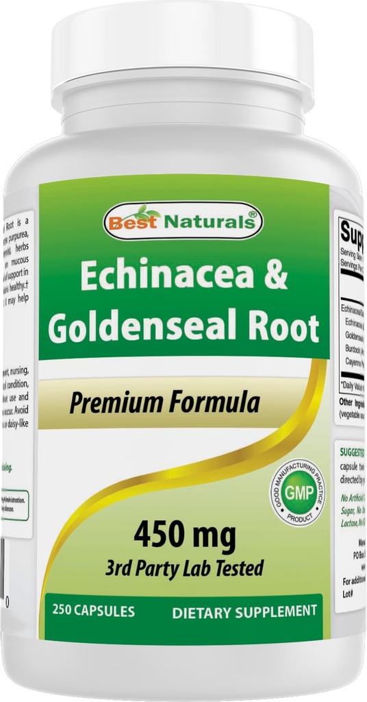 Najlepšie prírodné Echinacea Goldenseal 450 mg 250 Caps