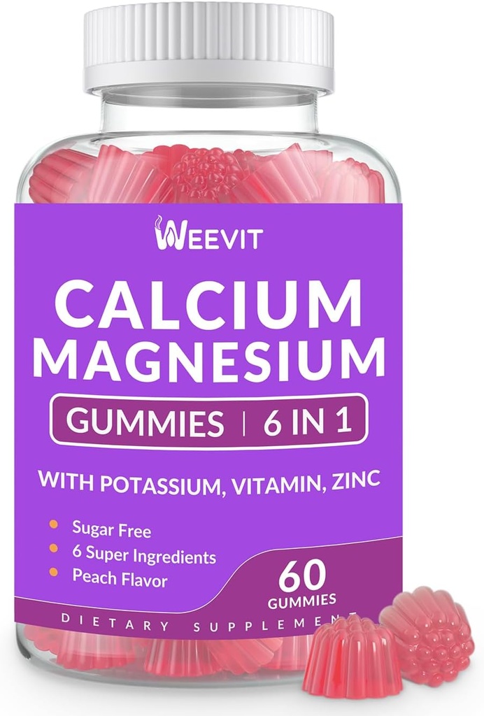 Bezcukorné kalcium Gumies Supplement 600mg, Magnézium Magnézium Gumies s vitamínom D3 K2, Draslík, vysoká absorpcia CA Gummy pre kosti, zuby a svalovina