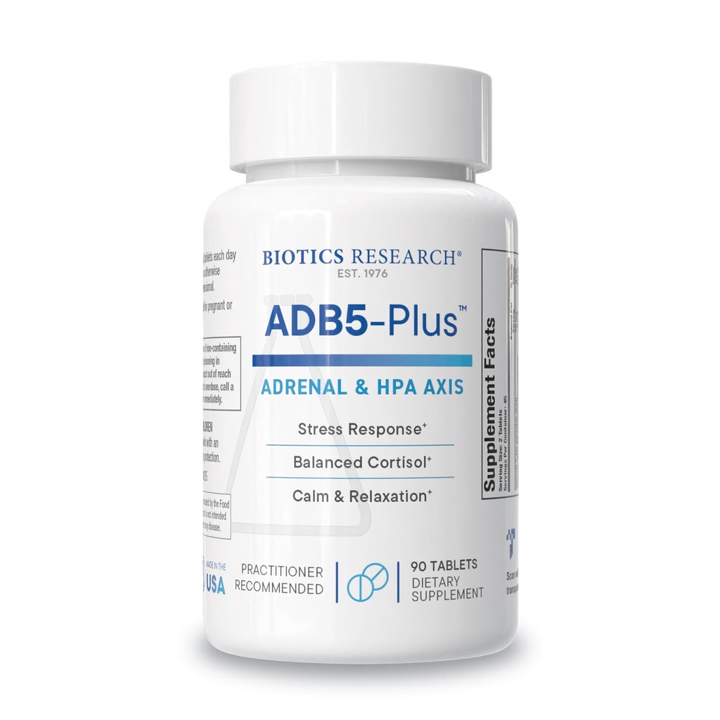 Biotics Research ADB5-Plus Support Healthy Adrenal Gland Function, Support Cortisol Levels, Positive Response to Stres, Healthy Energy Levels 90 Tablets