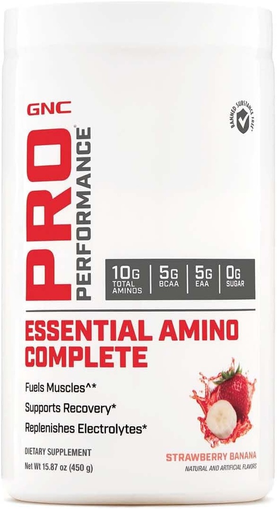GNC Pro Performance Essential Amino Complete, Jahodové Banana, 15.87 oz., podporuje svalovú obnovu