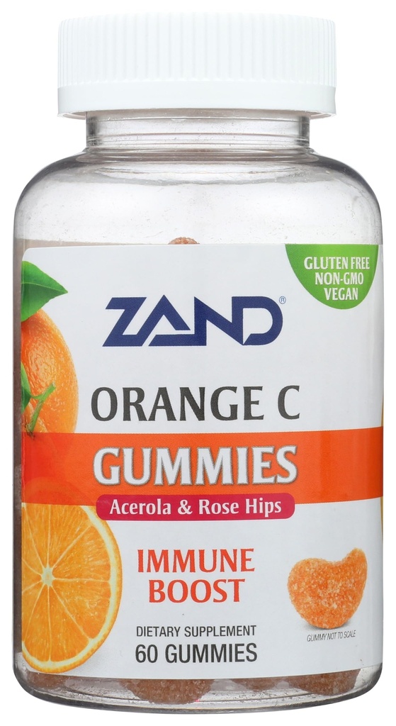 ZAND Imunity Orange Vitamin C Gumies, Wellness and Immune Suplement, Chewable Vitamin C w/Citrus Bioflavonoidy, Rose HIPS and Acerola, Vegan, Gluten Free, 60-Day Guarantee, 30 Servings