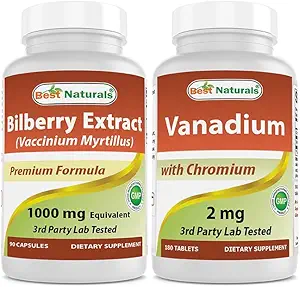 Najlepšie prírodné čučoriedky extrakt 1000mg & Vanádium 2 mg s chrómom