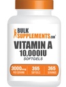 BulkSupplements.com Vitamín A 10000 IU Softgels - ako retinyl palmitát, vitamín A doplnok - pre podporu očí a imunity, bez lepidla, 1 Softgel per Serving, 365 gróf (Pack of 1)