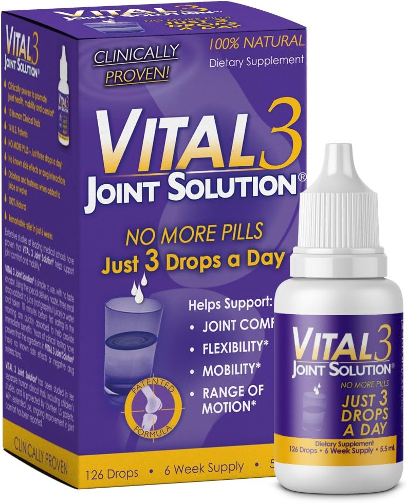 Vital 3 Spoločné riešenie klinicky preukázané Liquid Knee Relief Dodatok Biologicky aktívne fragmenty kolagénu typu II-n1 podporuje spoločnú flexibilitu a mobilitu