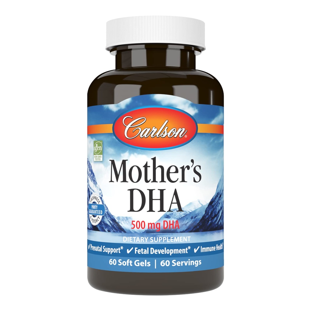 Carlson - DHA matky, 500 mg DHA, prenatálna podpora, vývoj plodu a imunitné zdravie, 60 softgelov